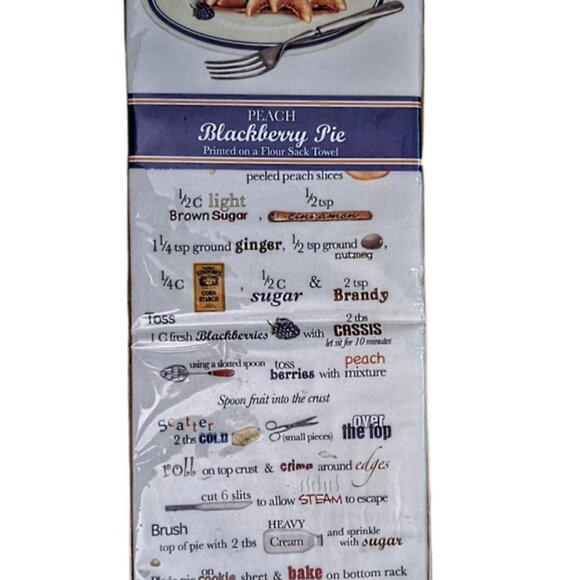 Mary Lake Thompson Peach Blackberry Pie Flour Sack Towel 30"x30" NIP - Picture 2 of 3